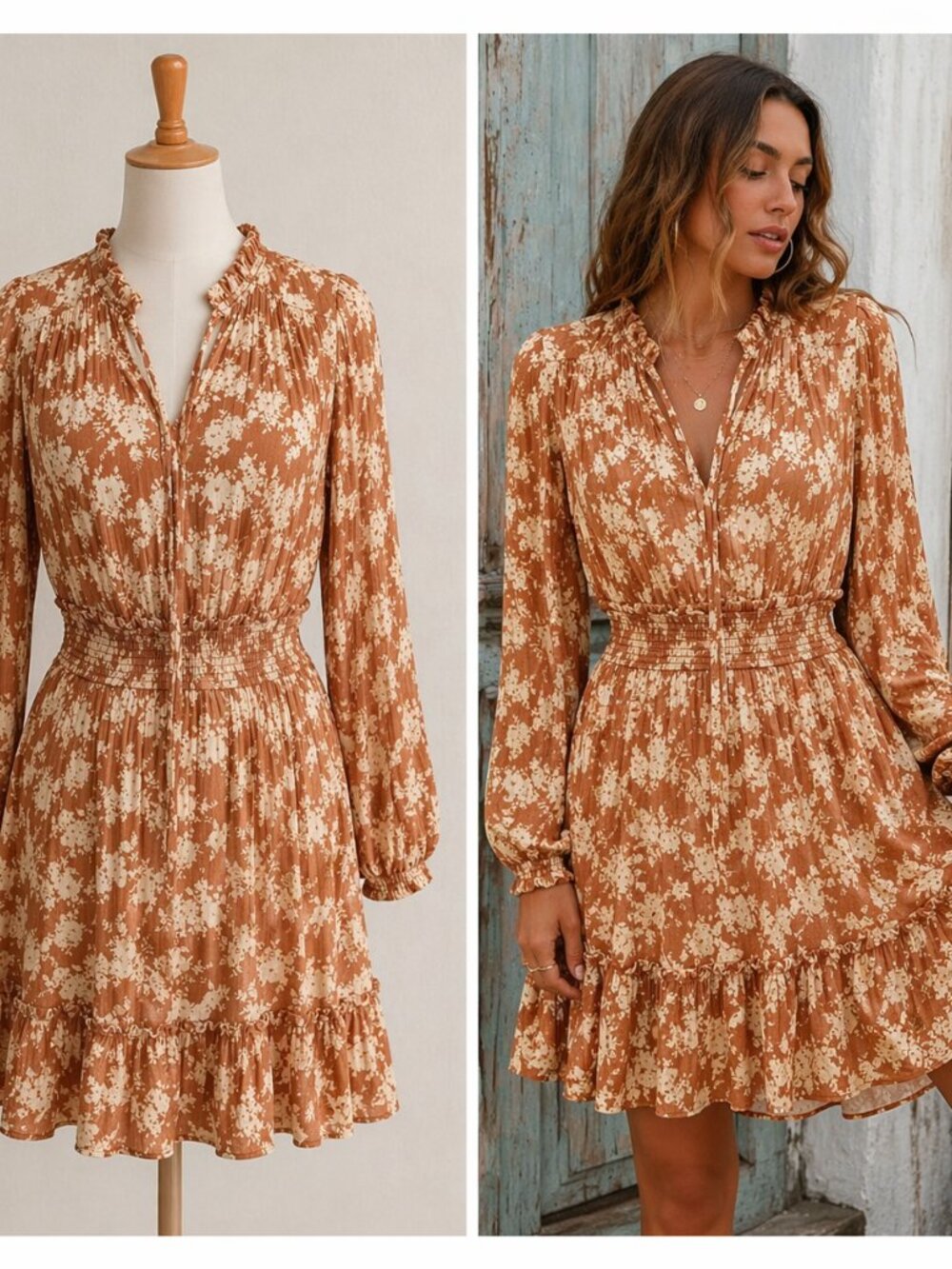 Floral Dress Size Large Smocked Prairie Romantic Party Floral Chic Vacation Chic